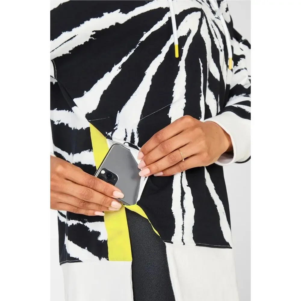 NWT Fabletics Jasmine Side Slit Pullover Tie Dye Hoodie Big Spinner White Zest S - Picture 4 of 5